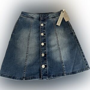 Y2K sz 25 Calvin Klein Blue Denim A-Line Skirt Button up w/pockets